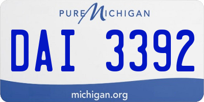 MI license plate DAI3392