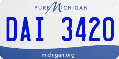 MI license plate DAI3420