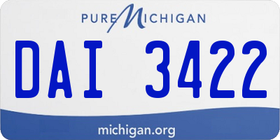 MI license plate DAI3422