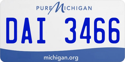 MI license plate DAI3466