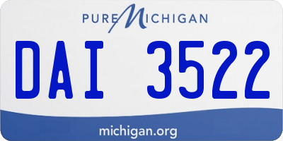MI license plate DAI3522