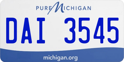 MI license plate DAI3545
