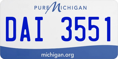 MI license plate DAI3551