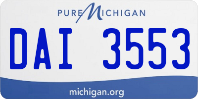 MI license plate DAI3553