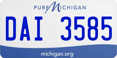 MI license plate DAI3585