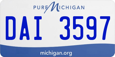 MI license plate DAI3597