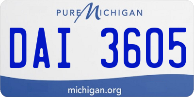 MI license plate DAI3605