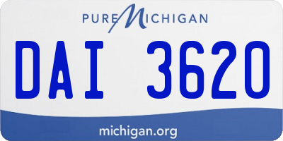 MI license plate DAI3620