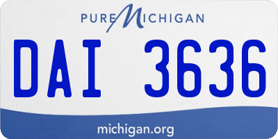 MI license plate DAI3636