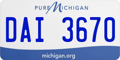 MI license plate DAI3670