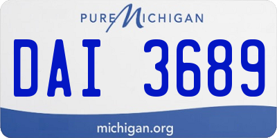 MI license plate DAI3689