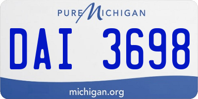 MI license plate DAI3698