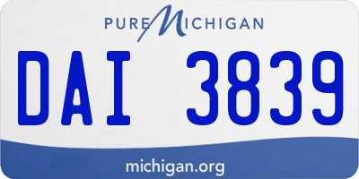 MI license plate DAI3839