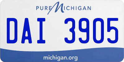 MI license plate DAI3905