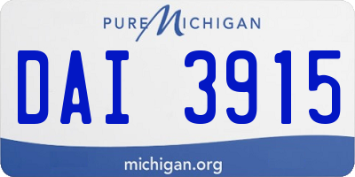 MI license plate DAI3915