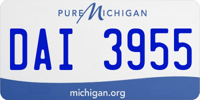 MI license plate DAI3955