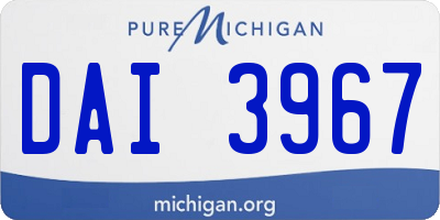 MI license plate DAI3967