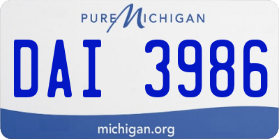 MI license plate DAI3986