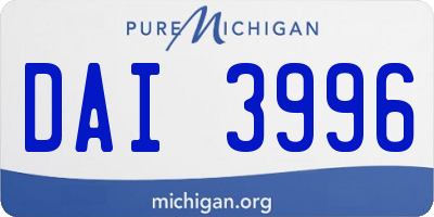 MI license plate DAI3996