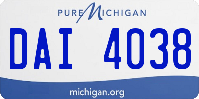 MI license plate DAI4038