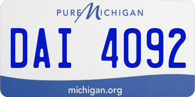 MI license plate DAI4092