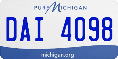 MI license plate DAI4098