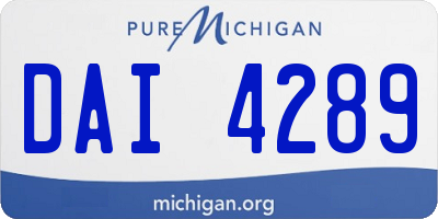 MI license plate DAI4289