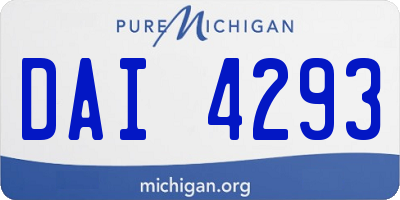 MI license plate DAI4293