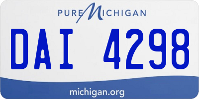 MI license plate DAI4298