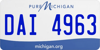 MI license plate DAI4963