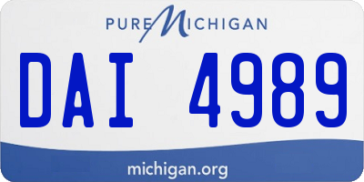 MI license plate DAI4989