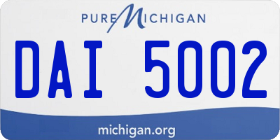 MI license plate DAI5002