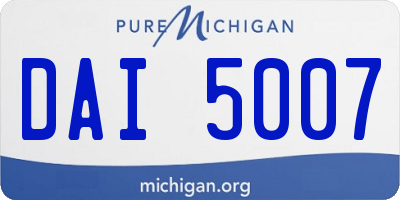 MI license plate DAI5007