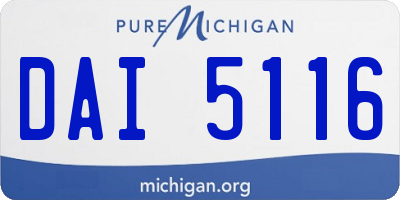 MI license plate DAI5116