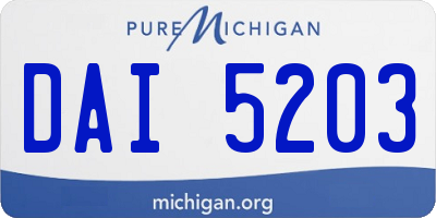 MI license plate DAI5203