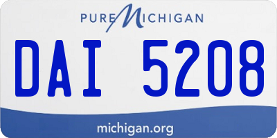 MI license plate DAI5208