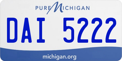 MI license plate DAI5222