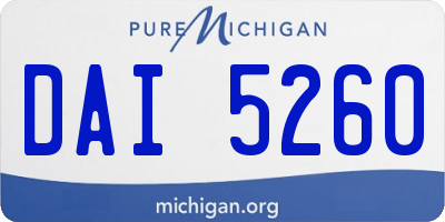 MI license plate DAI5260