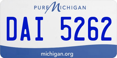 MI license plate DAI5262