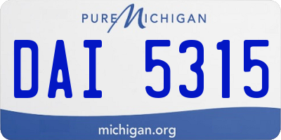 MI license plate DAI5315