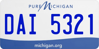 MI license plate DAI5321