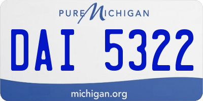 MI license plate DAI5322