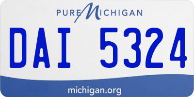 MI license plate DAI5324