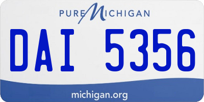 MI license plate DAI5356
