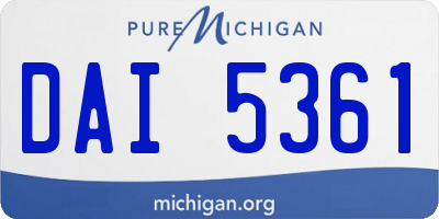 MI license plate DAI5361