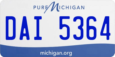 MI license plate DAI5364