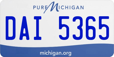 MI license plate DAI5365