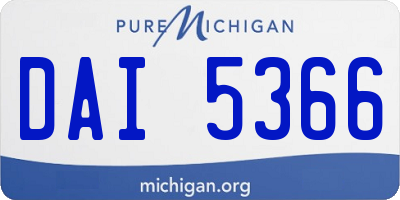 MI license plate DAI5366