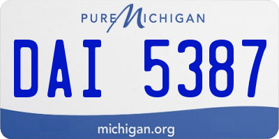 MI license plate DAI5387