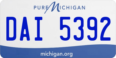 MI license plate DAI5392